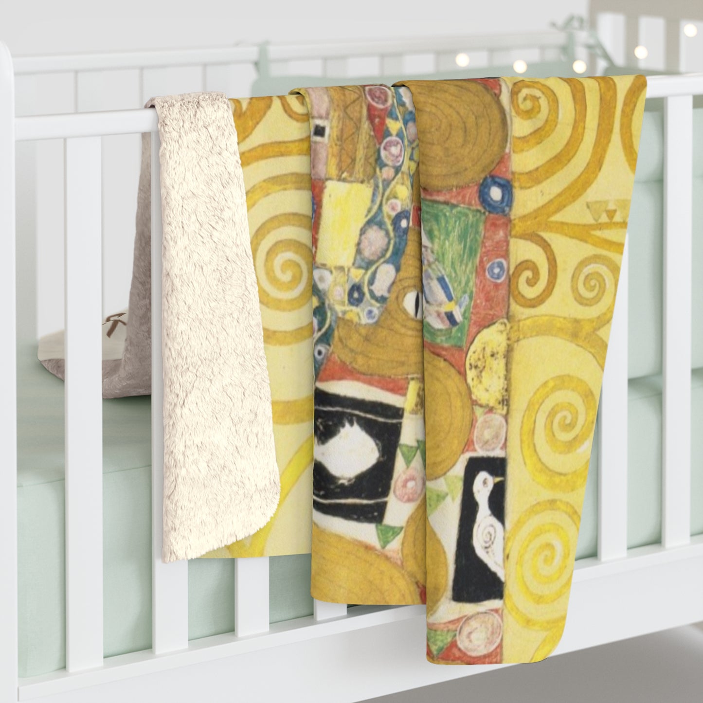 Romantic Sherpa Fleece Blanket with Gustav Klimt Artwork and Poetry Quote- "There is a dream called Love." - Paul Laurence Dunbar